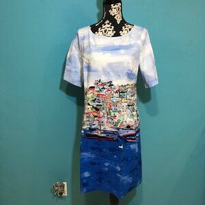Rafaella Weekend Studio Seaside Coast Vacation Dress Woman's Size 12 EUC Travel